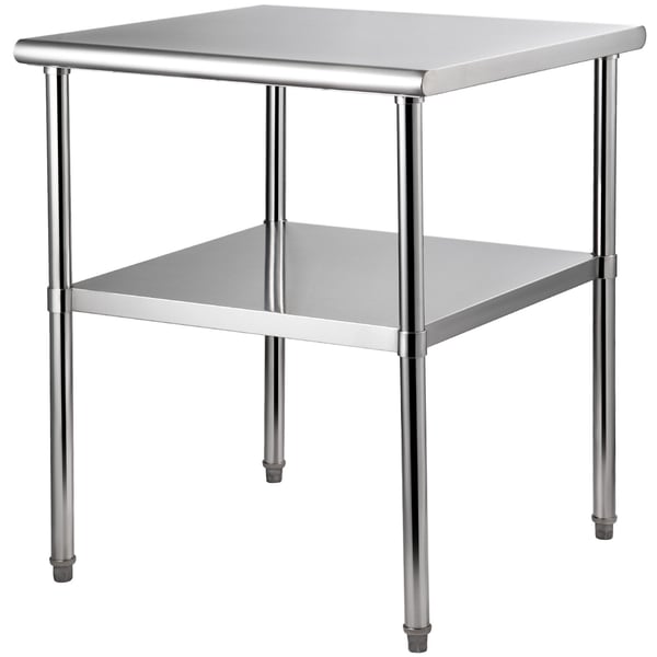 Esivalmistelupöytä, ruostumaton teräs, 76,2x76,2x91,4 cm, metalli