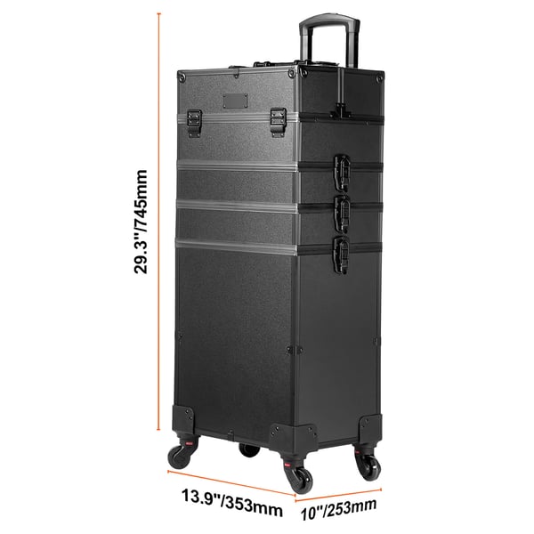 Makeup-togkuffert, 35,3x25,3x74,5 cm, Sort, Aluminium opbevaring