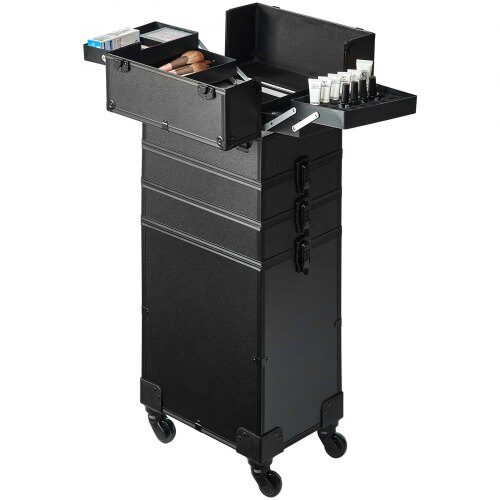 Makeup-togkuffert, 35,3x25,3x74,5 cm, Sort, Aluminium opbevaring
