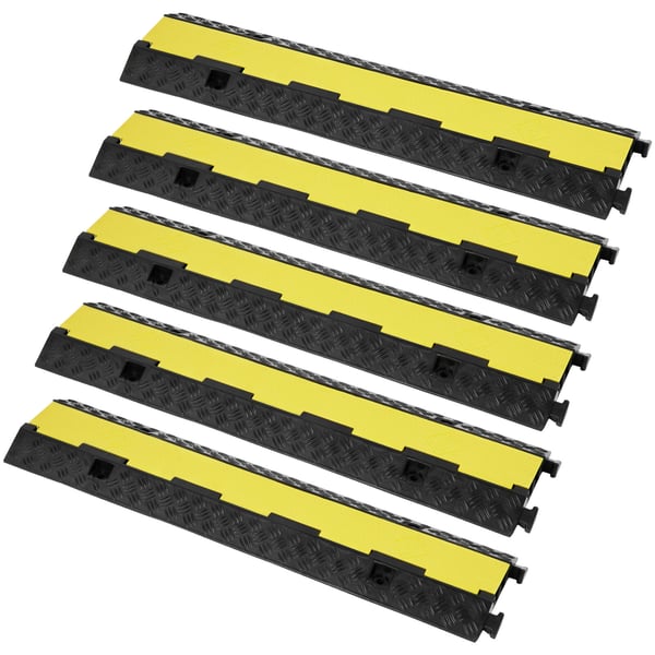 Kabelbeskytter rampe, 98x24x4,5 cm, sort gul, gummi