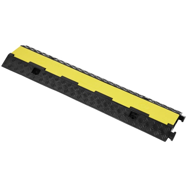 Kabelbeskytter rampe, 98x24x4,5 cm, sort gul, gummi