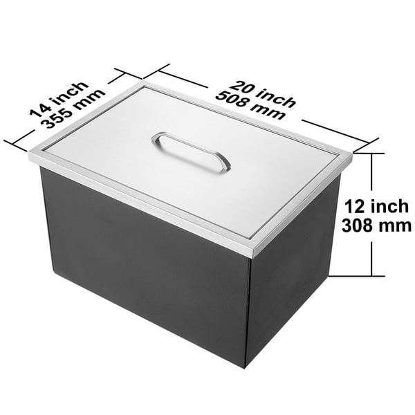 Iskiste, 51x36x30,5 cm, rustfrit stål, udendørs køkkenopbevaring