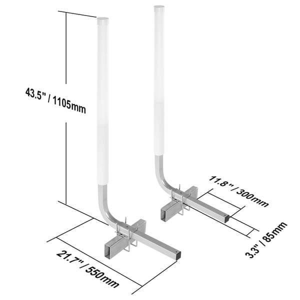 Bådtrailer Guide, Justerbare Stålstyrestænger 550x90x1110 mm, PVC, Opbevaring