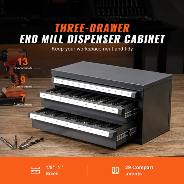 End Mill Dispenser Skab, 37,5x20x20 cm, Grå, Stål Opbevaring