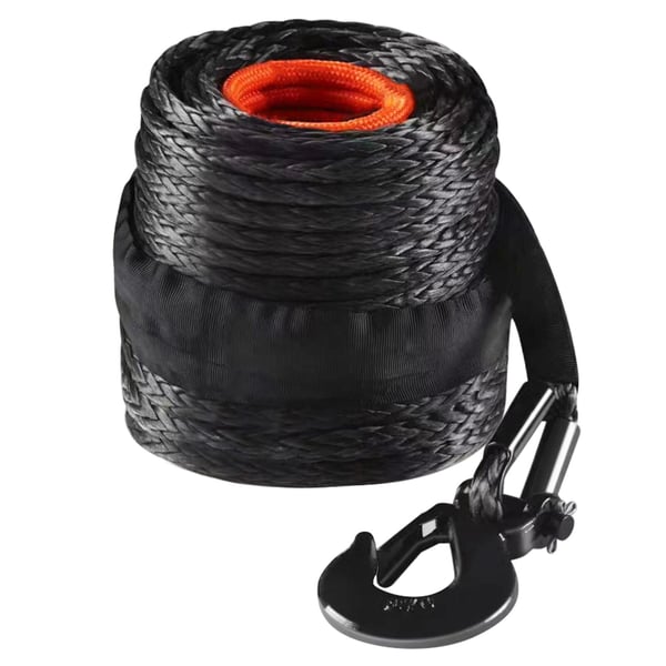 Synteettinen vinssiköysi 9,5 mm x 25,9 m, koukulla ja suojaholkilla