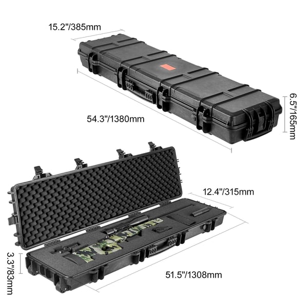 Riffel hardcase, 1308x315x83 mm, sort, vandtæt opbevaring