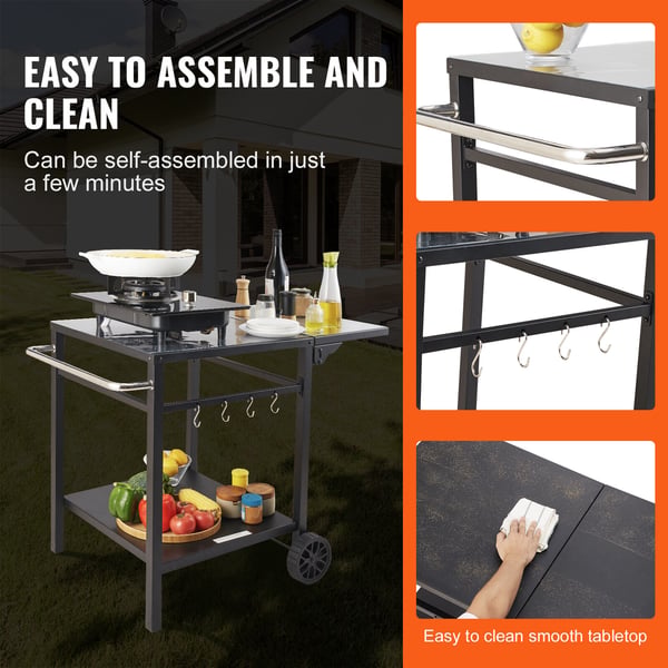 Utomhus Grill Serveringsvagn, 97,2x64x75,5 cm, Järn, Fällbart Bord