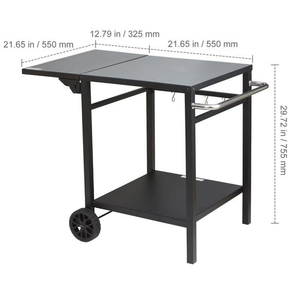 Utomhus Grill Serveringsvagn, 97,2x64x75,5 cm, Järn, Fällbart Bord