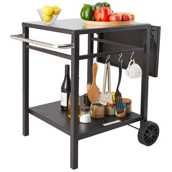 Utomhus Grill Serveringsvagn, 97,2x64x75,5 cm, Järn, Fällbart Bord