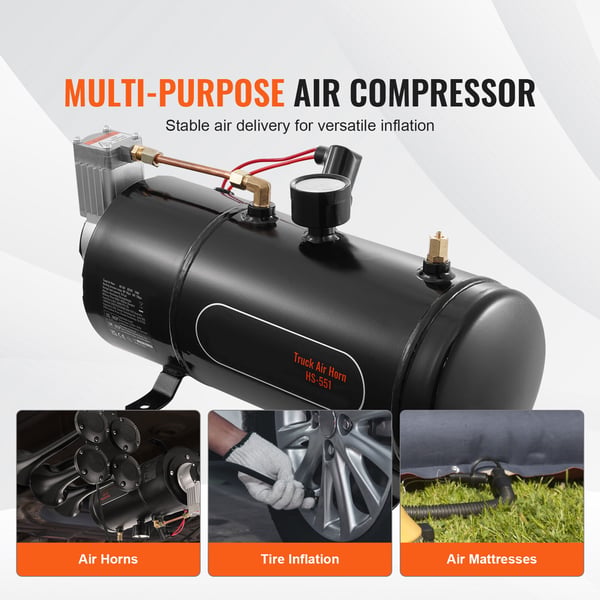 Luftkompressor, 15.2x5.6x7.9 in, 12V, 120 psi, Stål