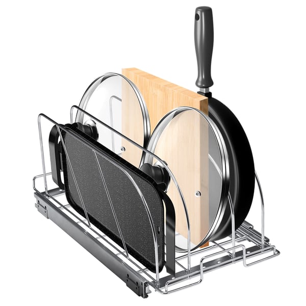 Pande- og grydeholder, 31,8x53,3x22,4 cm, Krom, Stål, Justerbar opbevaring