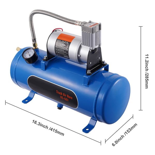 Luftkompressor, 1,6 Gallon/6 L Tank, 41,5x15,3x28,5 cm, 12V, Stål