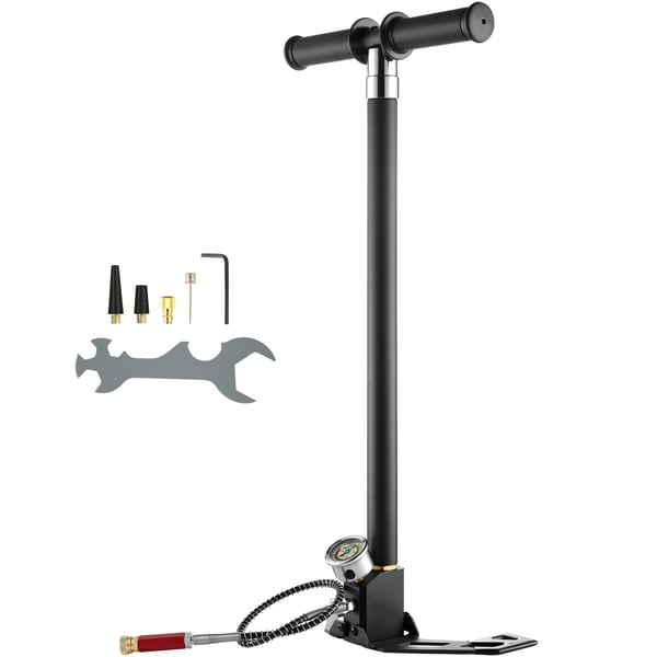 Håndpumpe, 4-trins PCP højtryk, 28x16x63-106.5 cm, sort, rustfrit stål