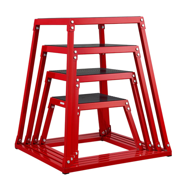 Plyometrisk hoppbox set 44,5x44,5x30,5 cm röd, fitness träning