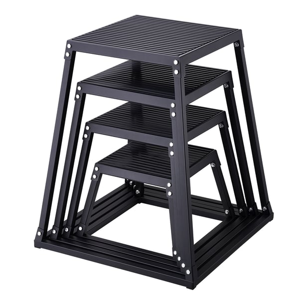 Plyometrisk hoppbox-set, 44.5x44.5x30.5 cm, svart, fitnessträning