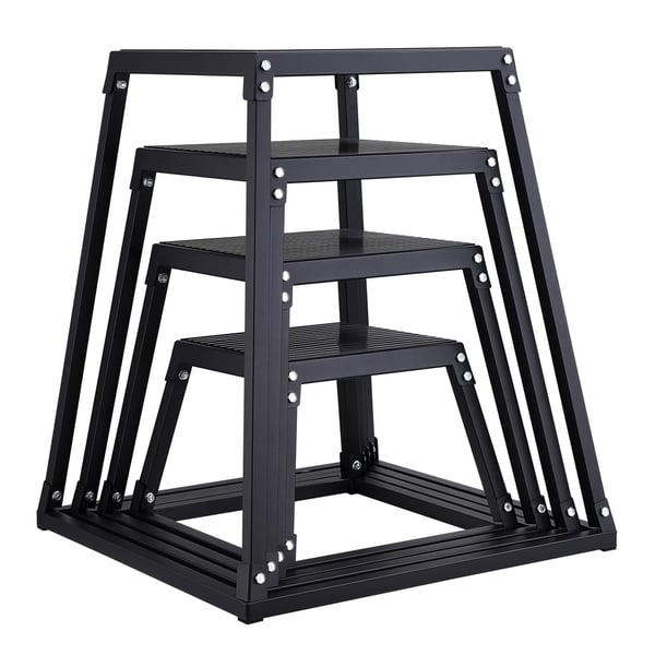 Plyometrisk hoppbox-set, 44.5x44.5x30.5 cm, svart, fitnessträning