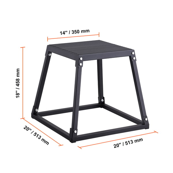 Plyometrisk hoppbox, 51,3x51,3x45,8 cm, Svart, Stål