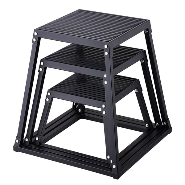 Plyometrisk hoppbox-set, 44.5x44.5x30.5 cm, svart, stål