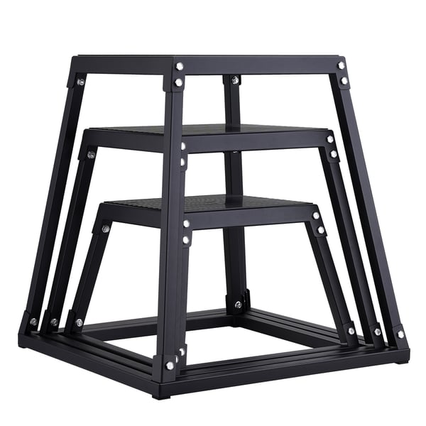 Plyometrisk hoppbox-set, 44.5x44.5x30.5 cm, svart, stål