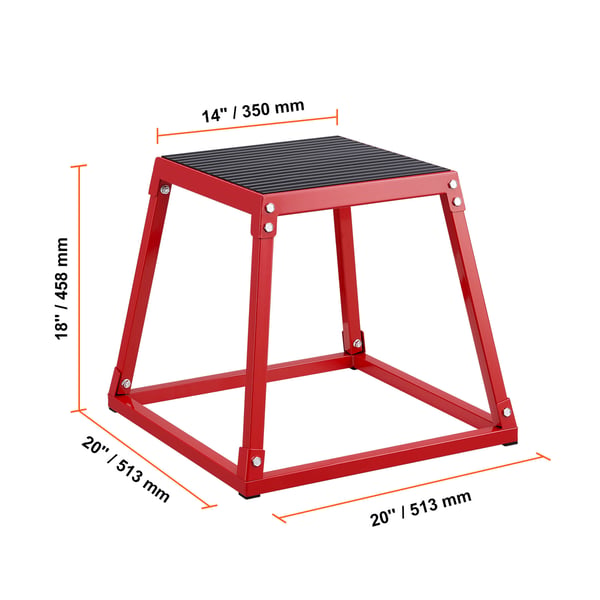 Plyometrisk hoppbox, 51,3x51,3x45,8 cm, röd, stål
