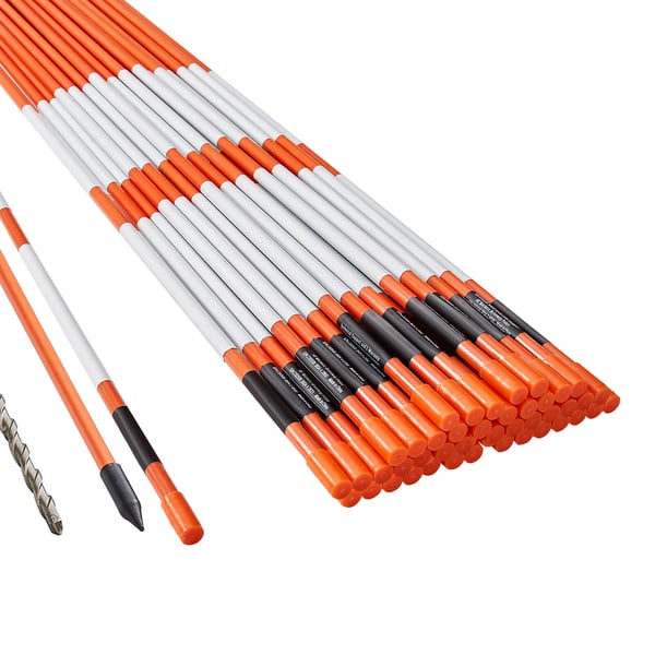 Indkørselsmarkører, 50 stk., 121,5x0,79 cm, orange, glasfiber, reflekterende tape