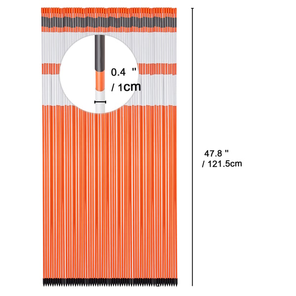 Indkørselsmarkører, 50 stk., 121,5x0,79 cm, orange, glasfiber, reflekterende tape