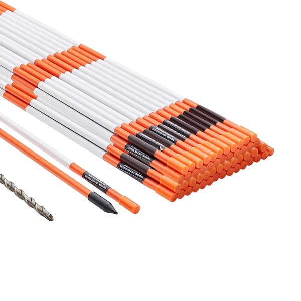 Indkørselsmarkører, 50 stk., 121,5x0,79 cm, orange, glasfiber, reflekterende tape