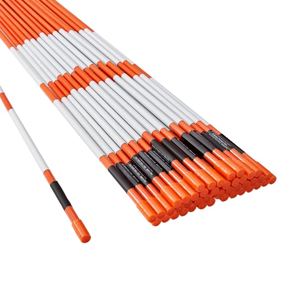 Indkørselsmarkører, 50 stk., 121,5x0,79 cm, orange, glasfiber, reflekterende tape