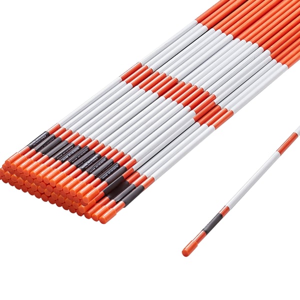 Indkørselsmarkører, 50 stk., 121,5x0,79 cm, orange, glasfiber, reflekterende tape