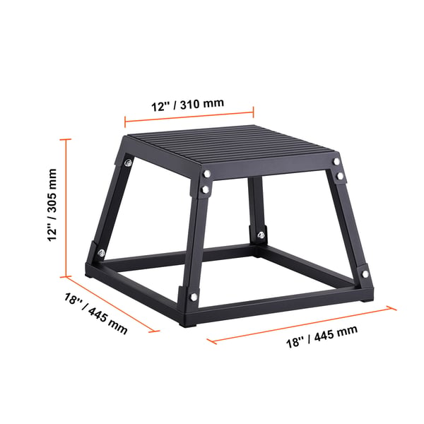 Plyometrisk hoppbox, 44,5x44,5x30,5 cm, svart, stål