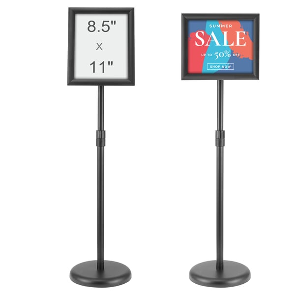 Skiltholder, Justerbart piedestal-plakatstativ, 1250x238x250 mm, Sort, Aluminium