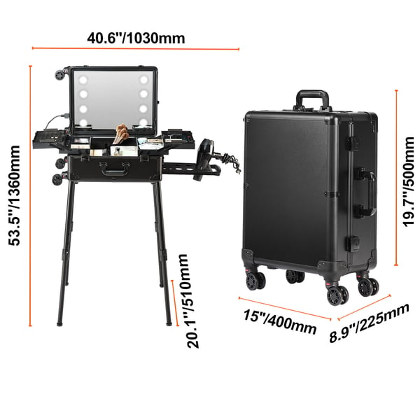 Makeup-trolley, 1030x510x1360 mm, Svart, Förvaringsorganisator
