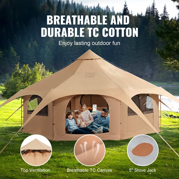 Canvas-tält, Bell Tent 500x280 cm, Beige, Canvas, Camping