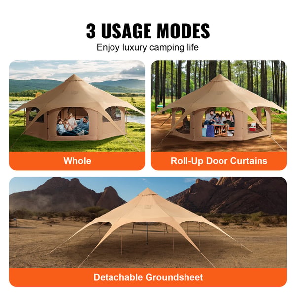 Canvas-tält, Bell Tent 500x280 cm, Beige, Canvas, Camping