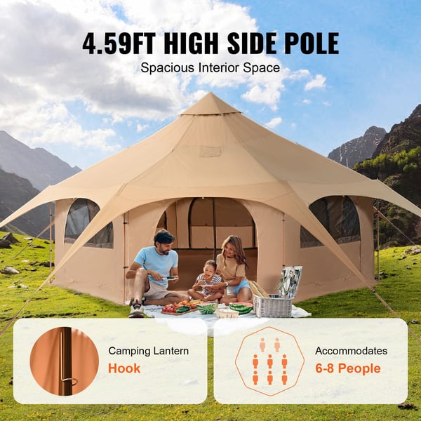 Canvas-tält, Bell Tent 500x280 cm, Beige, Canvas, Camping