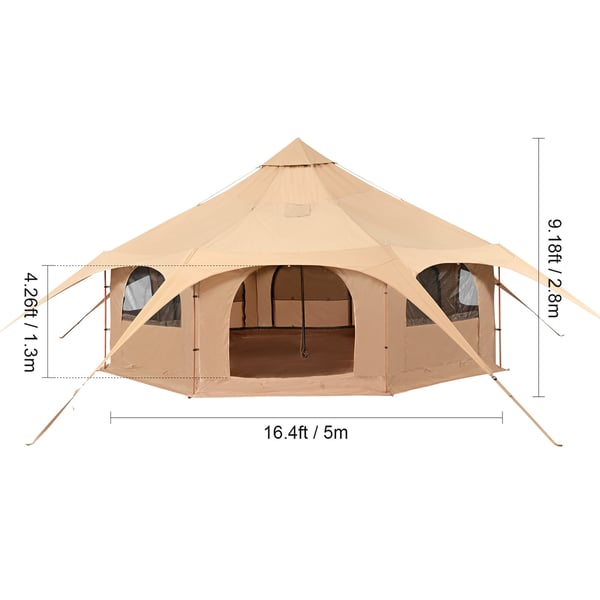 Canvas-tält, Bell Tent 500x280 cm, Beige, Canvas, Camping