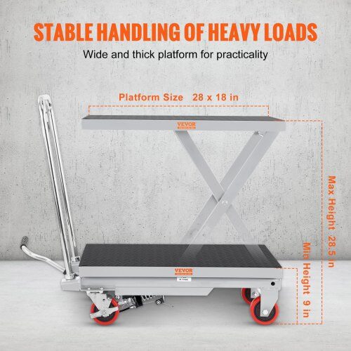 Hydrauliskt lyftbord, 70x45x72 cm, grå, stål