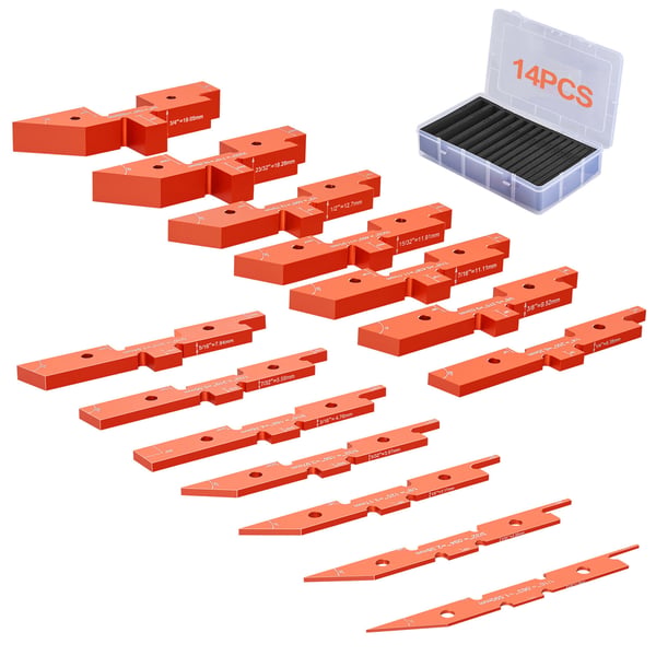 Inställningsstavar för fräsbord, 14 st, 27.5x17x5.6 cm, Orange, Aluminium