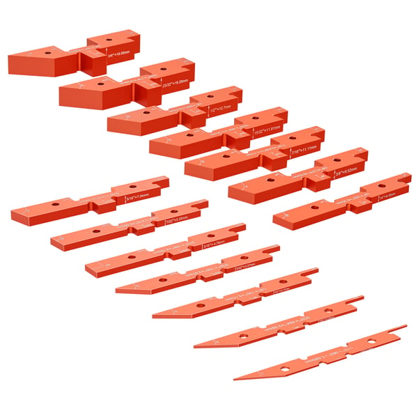Inställningsstavar för fräsbord, 14 st, 27.5x17x5.6 cm, Orange, Aluminium