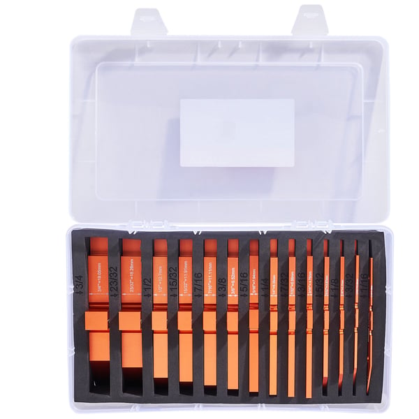 Inställningsstavar för fräsbord, 14 st, 27.5x17x5.6 cm, Orange, Aluminium