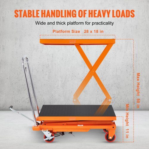 Hydrauliskt lyftbord, 127x45 cm, stål, materialhantering