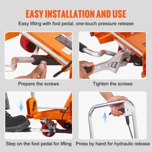 Hydrauliskt lyftbord 70x45x72 cm orange, stål