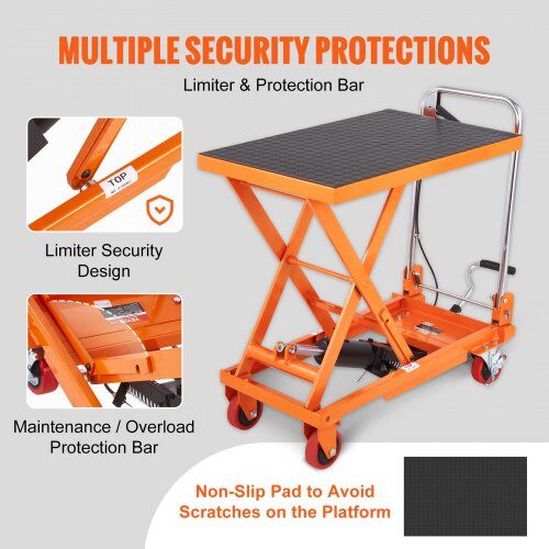Hydrauliskt lyftbord 70x45x72 cm orange, stål