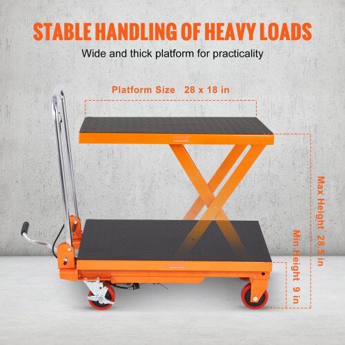 Hydrauliskt lyftbord 70x45x72 cm orange, stål