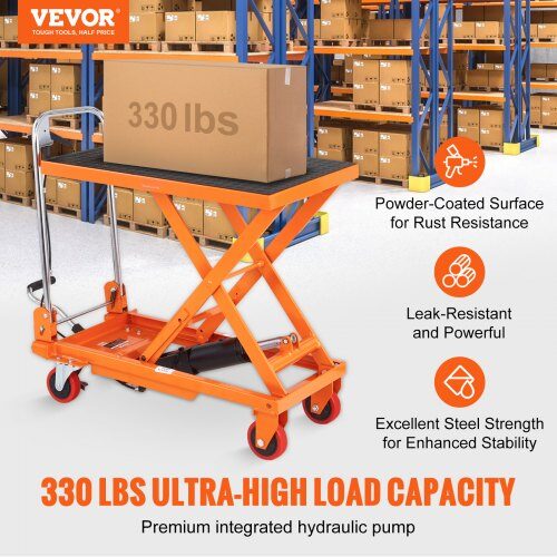Hydrauliskt lyftbord 70x45x72 cm orange, stål