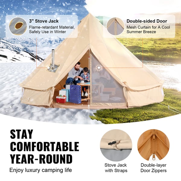 Bell telt, 5x300 cm, Beige, Lærred, Camping telt