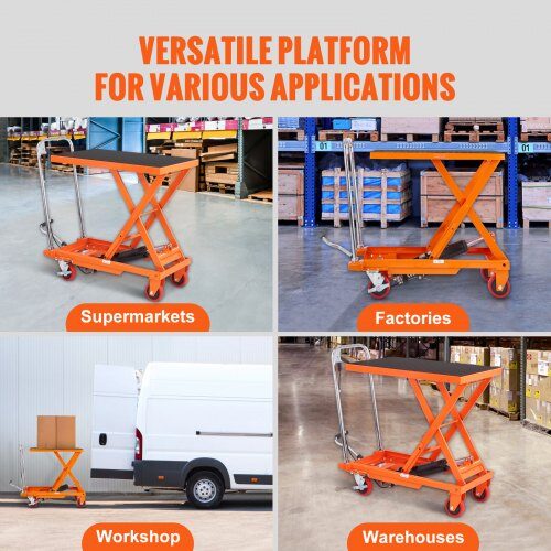 Hydrauliskt lyftbord, 70x45 cm, Orange, Stål