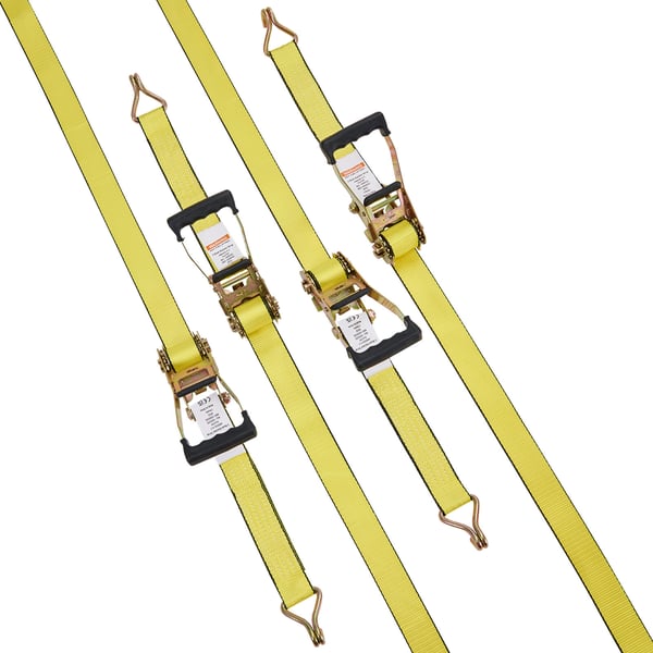 Spænderemme med skralde 4-pak 5x457 cm dobbelt J-krog, lastsikring