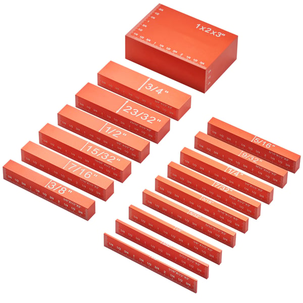 Setup Blocks, 16-osainen tarkkuuskorkeuspalasarja, 24x18x4,5 cm, oranssi, alumiini