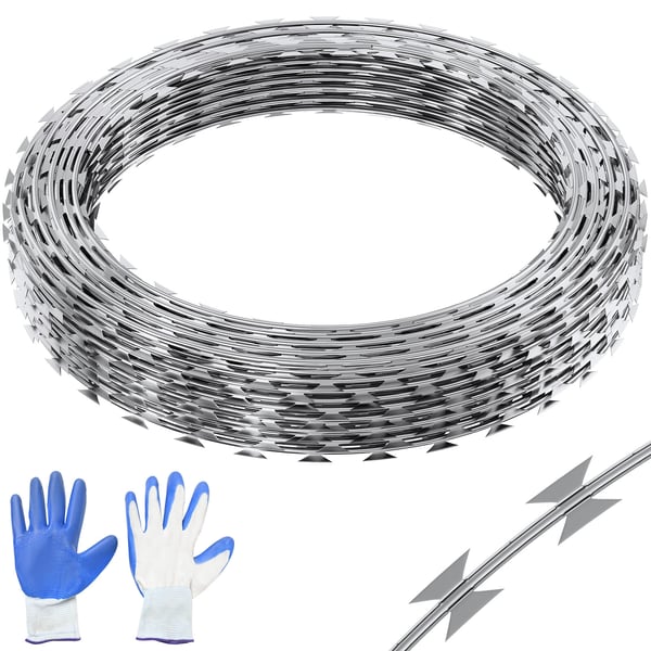 Razortrådshegn, 48.2x48.2x1500 cm, Sølv, Galvaniseret stål